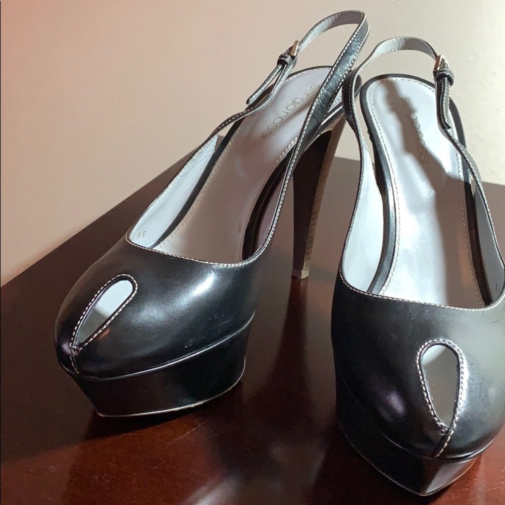Sergio Rossi platform peep toe sling back shoes